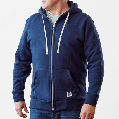 Blue American Roots All American Zip Up Hoodie, American Made, Union Made, American Sourced. 100% Cotton.