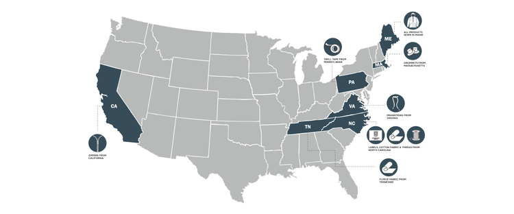 Map of the United States with icons indicating locations of various states.